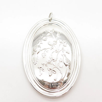 925 Sterling Silver Vintage Towle 1972 Cross & Bird Floral Ornament