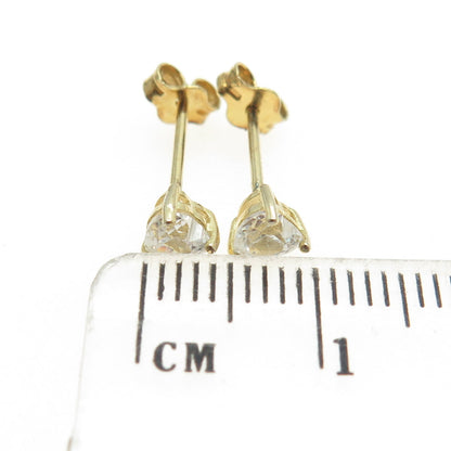 925 Sterling Silver Gold Plated Heart-Cut C Z Stud Earrings