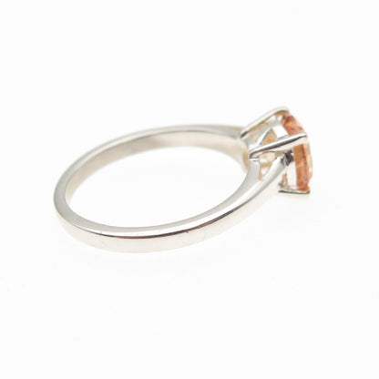 D'JOY 925 Sterling Silver Round-Cut Champagne C Z Ring Size 5.25