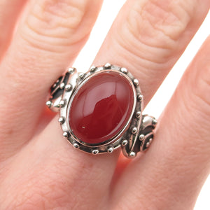 Doug Paulus 925 Sterling Silver Vintage Real Carnelian Oxidized Ring Size 10.25