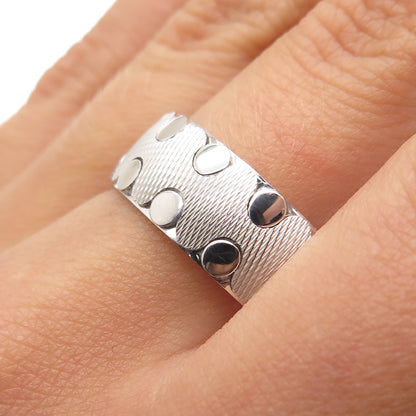 NEOS 925 Sterling Silver Textured Dotted Zig-Zag Band Ring Size 10.25