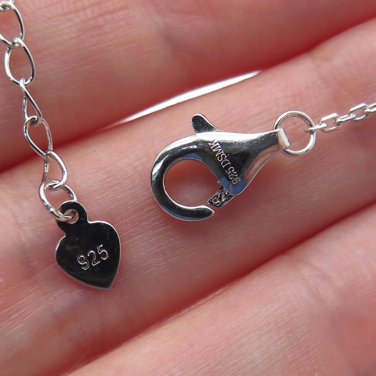 DSMK 925 Sterling Silver White & Canary C Z Teardrop Cable Chain Necklace 16-18"