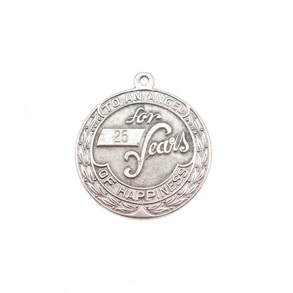 Forstner Sterling Silver Vintage To an Angel for 25 Years of Happiness Pendant