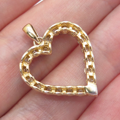 925 Sterling Silver Gold Plated Real Diamond Heart Minimalist Charm Pendant