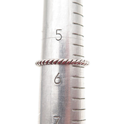 925 Sterling Silver Vintage Twisted Stackable Band Ring Size 5.75