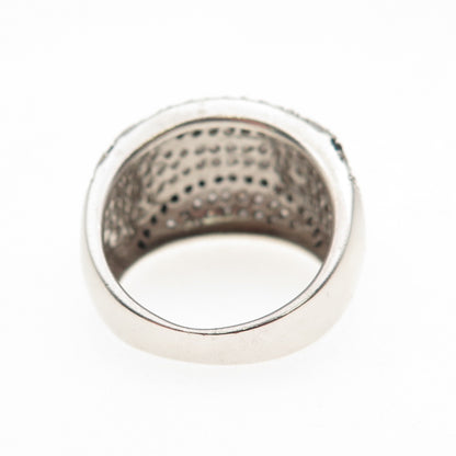 925 Sterling Silver Round-Cut Black & White C Z Ring Size 9