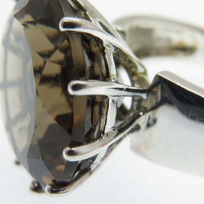 925 Sterling Silver Vintage Real Smoky Quartz Ring Size 10.25