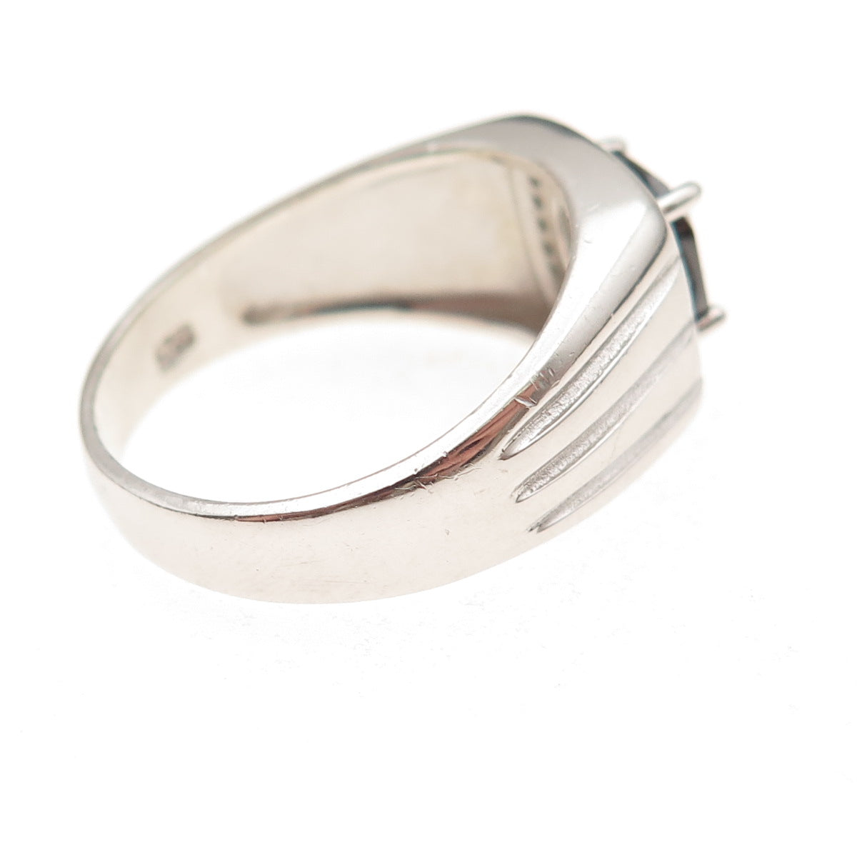 925 Sterling Silver Real Hematite & C Z Ring Size 11
