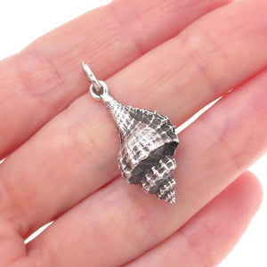 Parker 925 Sterling Silver Vintage Seashell Oxidized 3D Charm Pendant