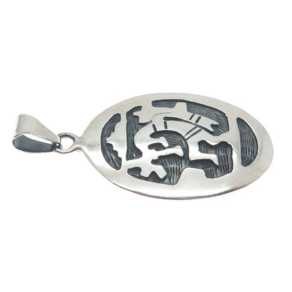 925 Sterling Silver Vintage Mexico Kokopelli Tribal Oxidized Pendant
