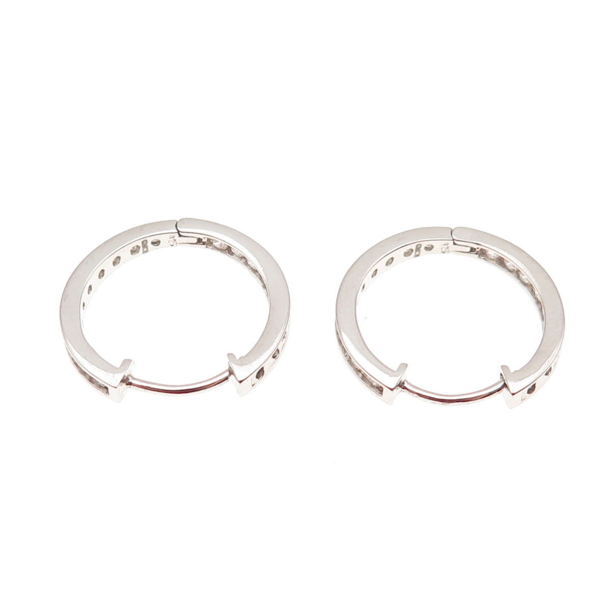 925 Sterling Silver Round-Cut C Z In & Out Hoop Earrings