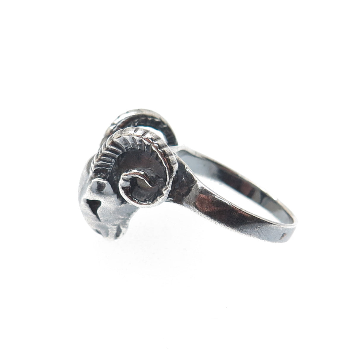 925 Sterling Silver Vintage Aries Zodiac Sign Oxidized Ring Size 9.25