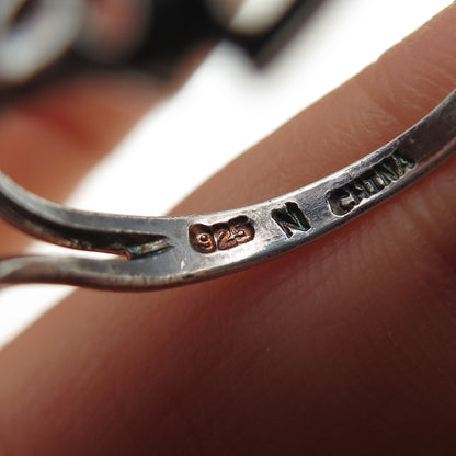 925 Sterling Silver Vintage Butterfly Couple Oxidized Ring Size 7.5