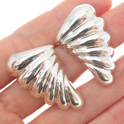 BAYANIHAN 925 Sterling Silver Vintage Modernist Butterfly Wings Clip On Earrings