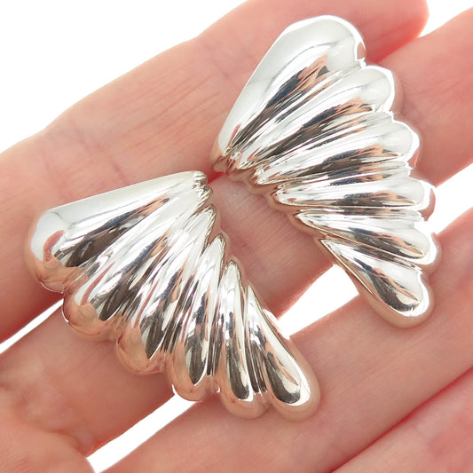 BAYANIHAN 925 Sterling Silver Vintage Modernist Butterfly Wings Clip On Earrings