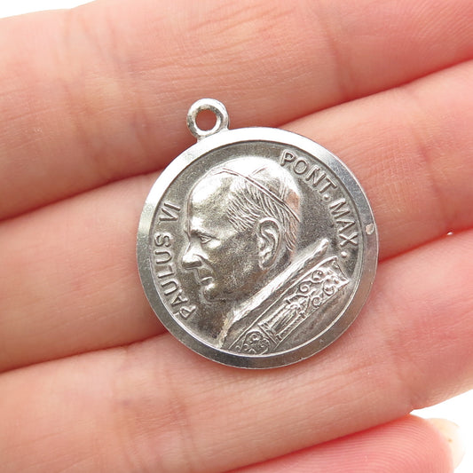 800 Silver Vintage Rome Italy Pope Paul VI St. Peter's Basilica Charm Pendant