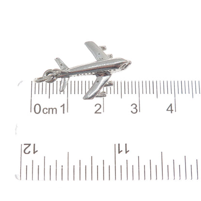 925 Sterling Silver Antique Airplane 3D Charm Pendant