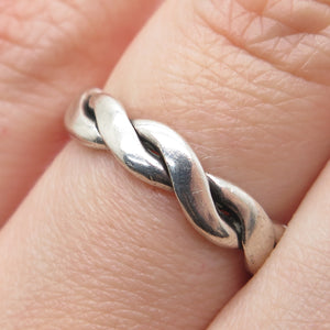 925 Sterling Silver Vintage Twisted Band Ring Size 6.25