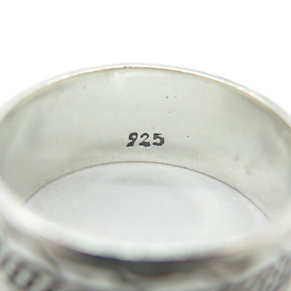 925 Sterling Silver Vintage Modernist Link Band Oxidized Ring Size 7.5
