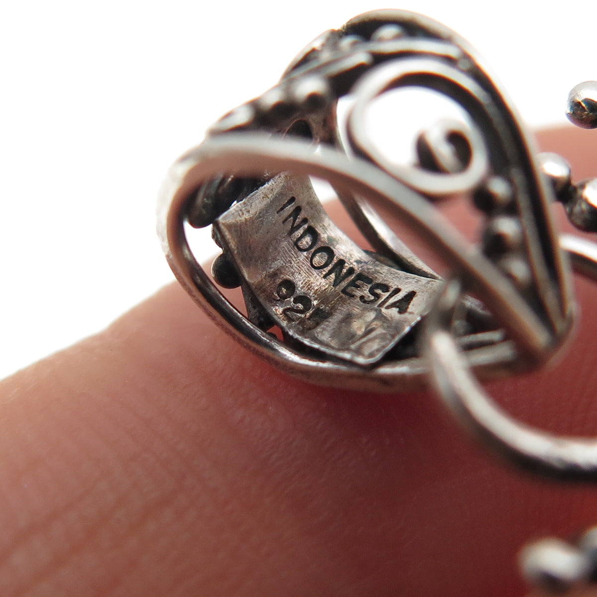925 Sterling Silver Vintage Ornate Swirl Granulated Oxidized Pendant