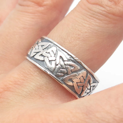 925 Sterling Silver Vintage Triquetra Celtic Band Ring Size 13.75