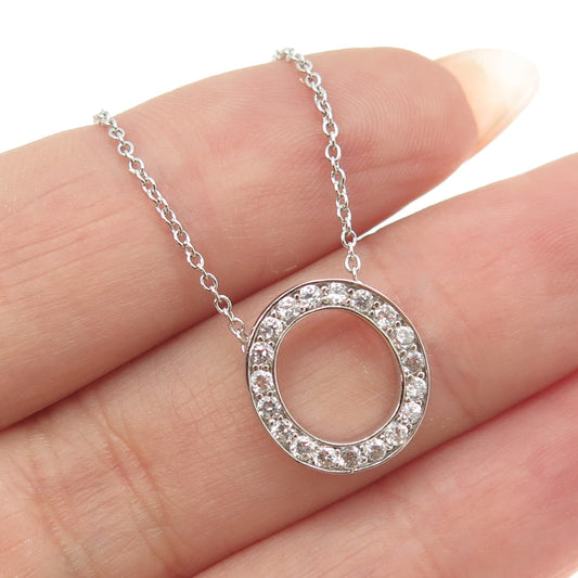 925 Sterling Silver C Z Letter "O" Initial Rolo Chain Necklace 18-20"