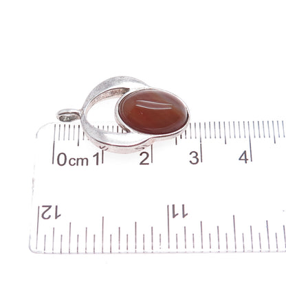 925 Sterling Silver Vintage Israel Real Agate Modernist Charm Pendant