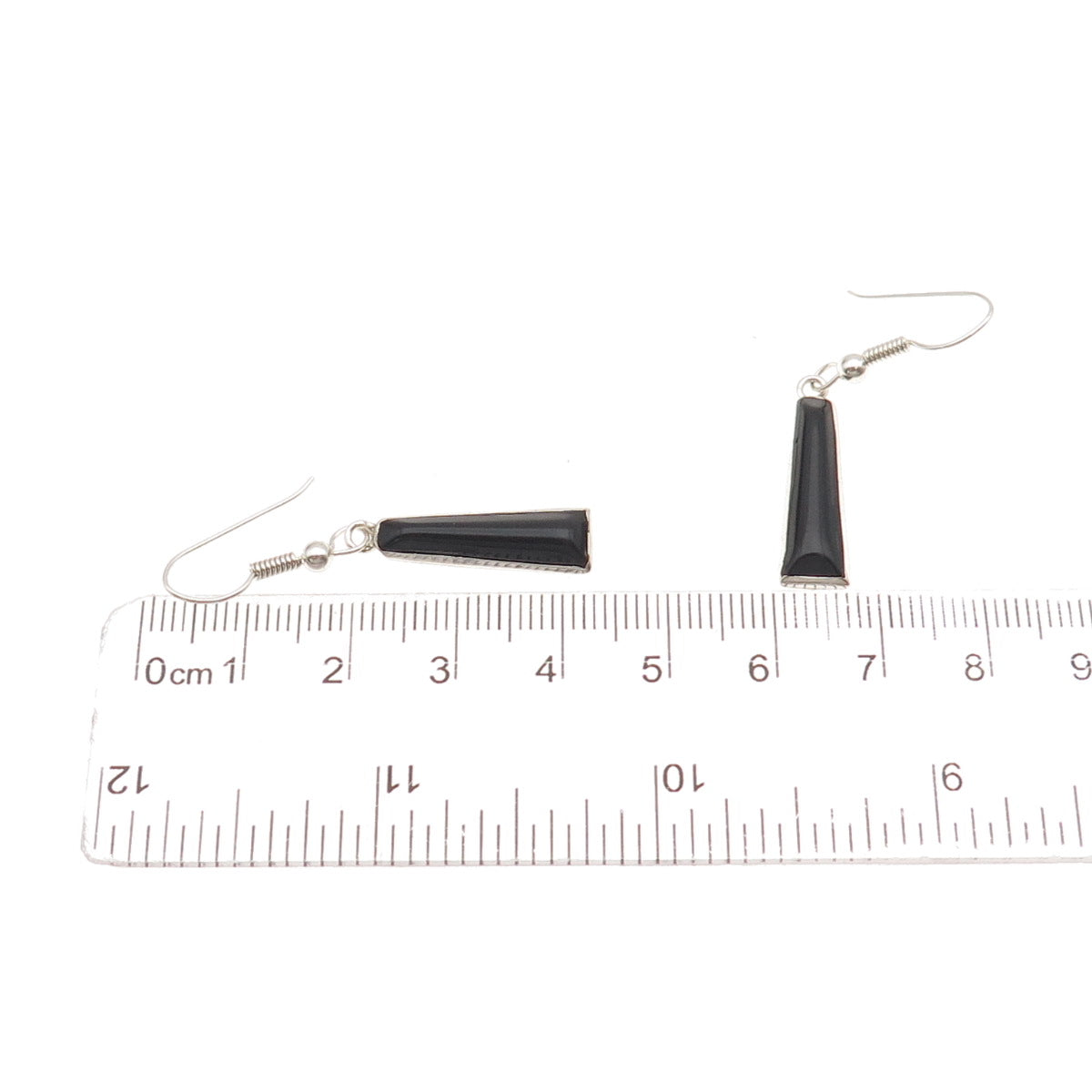 925 Sterling Silver Vintage Real Black Onyx Dangle Earrings