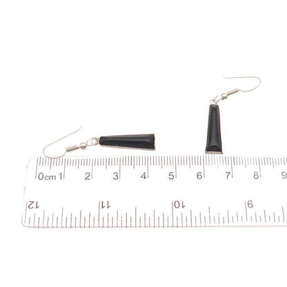 925 Sterling Silver Vintage Real Black Onyx Dangle Earrings
