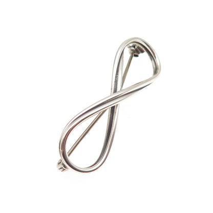 925 Sterling Silver Vintage Infinity Oxidized Pin Brooch