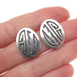 Old Pawn 925 Sterling Silver Vintage Southwestern Oxidized Tribal Earrings