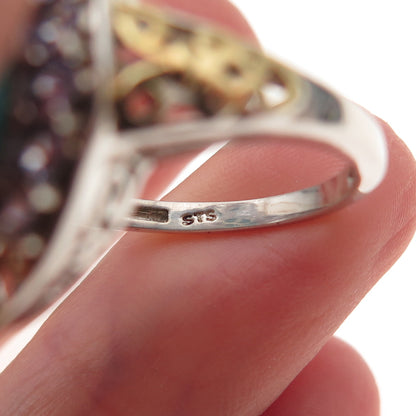 Chuck Clemency Sterling Silver 2-Tone Real Turquoise & Tanzanite Ring Size 8.25