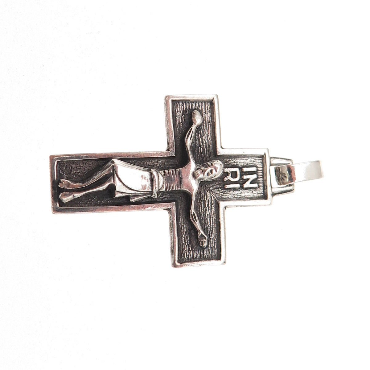 925 Sterling Silver Vintage Crucifix Cross Religious Oxidized Charm Pendant