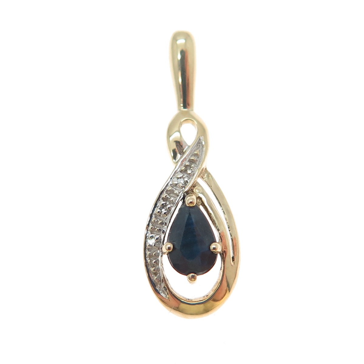 925 Sterling Silver Gold Plated Real Diamond & Sapphire Minimalist Charm Pendant