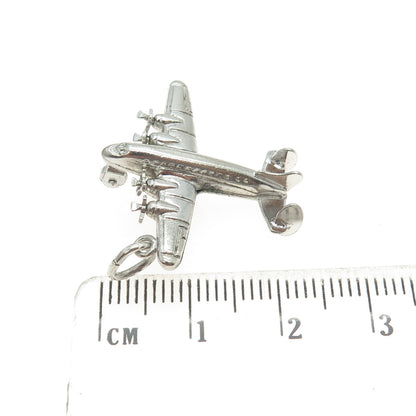 925 Sterling Silver Antique Art Deco Four-Engine Bomber Charm Pendant