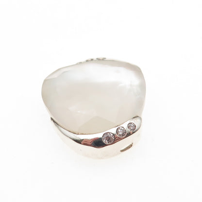 SILPADA 925 Sterling Silver Real Doublet MOP & C Z Modernist Slide Pendant