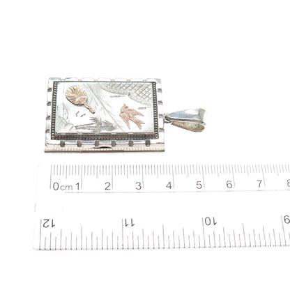 GEORGE WILLIAM DAWSON Sterling Gold Antique 1880 England Japanese Locket Pendant