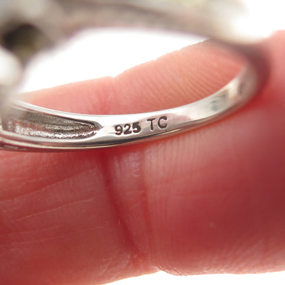 925 Sterling Silver Canary & White C Z Bohemian Ring Size 5.75