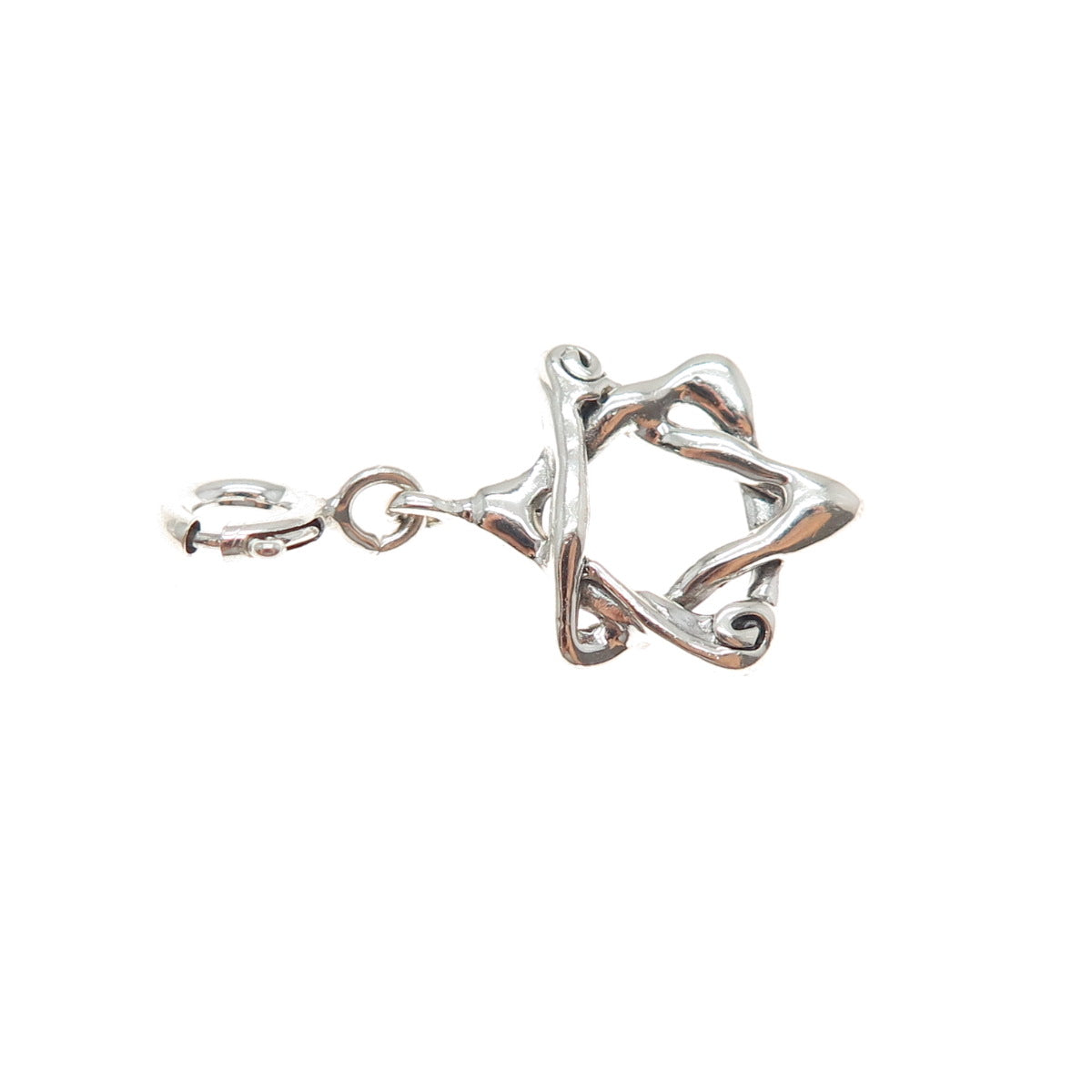 HAGIT GORALI 925 Sterling Silver Vintage Star of David Spring Ring Lock Pendant