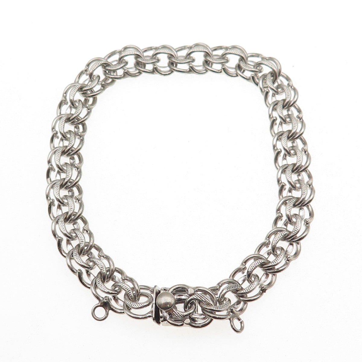 925 Sterling Silver Vintage Bismark Link Bracelet 7"