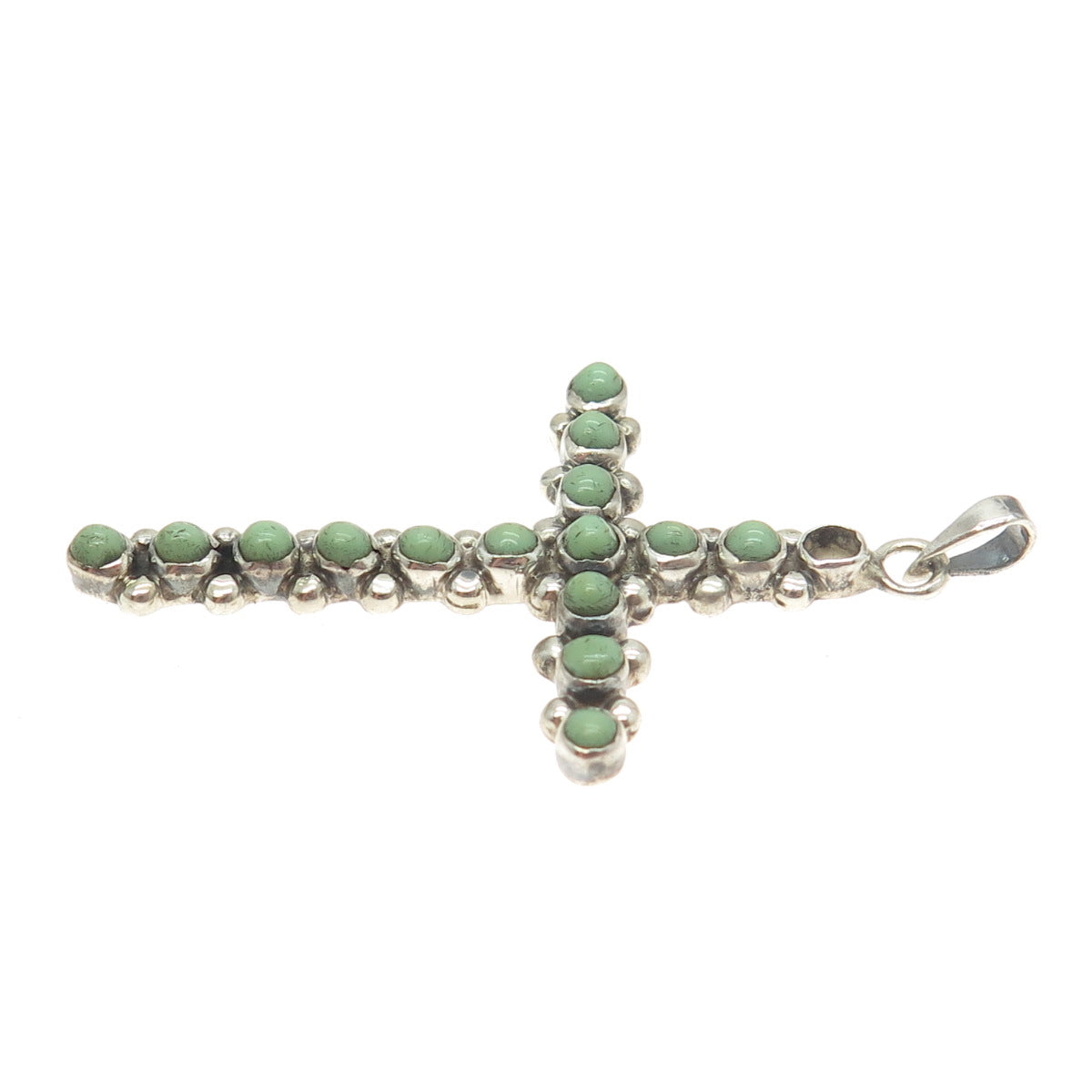 925 Sterling Vintage Mexico Royston Turquoise Cross Pendant (missing 1 stone)