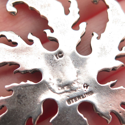 IC James Craig 925 Sterling Silver Vintage Modernist Floral Charm Pendant