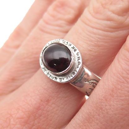 925 Sterling Silver Vintage Real Tourmaline Kabbalah Judaica Ring Size 6.75