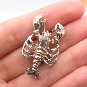 925 Sterling Silver Vintage Cancer Zodiac Sign Pin Brooch
