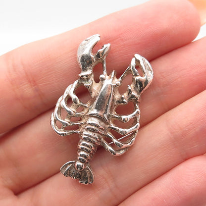 925 Sterling Silver Vintage Cancer Zodiac Sign Pin Brooch