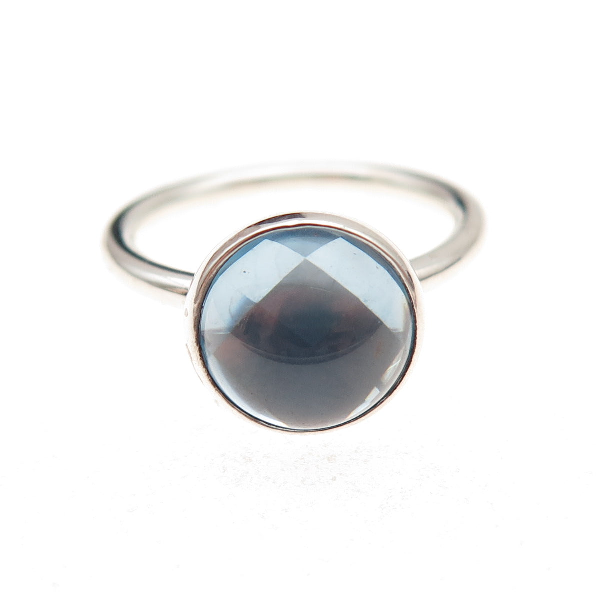 Pandora 925 Sterling Silver Aqua Blue Crystal Poetic Droplet Ring Size 7