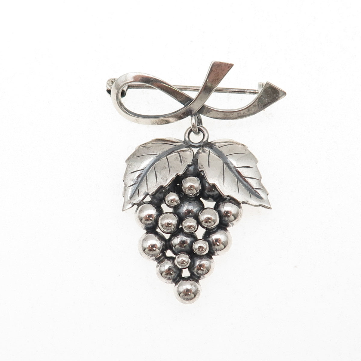 John Lauritzen 925 Sterling Silver Antique Art Deco Denmark Grape Pin Brooch
