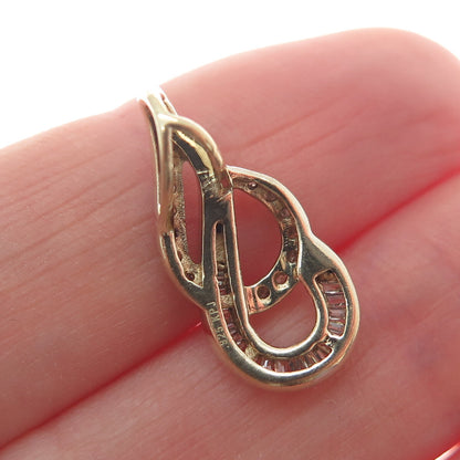 925 Sterling Silver Gold Plated Real Diamond Teardrop Minimalist Charm Pendant