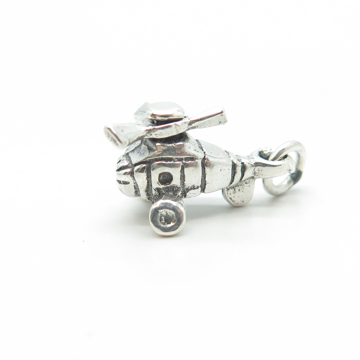 925 Sterling Silver Vintage Helicopter Movable Charm Pendant