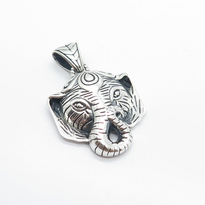 925 Sterling Silver Vintage Ganesha Hindu God Pendant